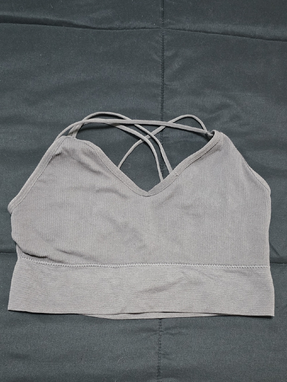Women’s Strappy Ribbed Bralette - Gray
